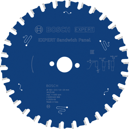 BoschEXPERT 三明治板圆锯片 165 毫米。